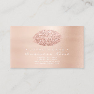 Loyalty Card 6 Beauty Salon Kiss Pink Copper Lips