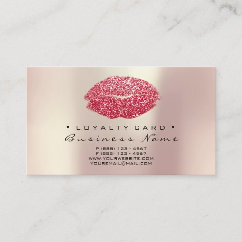 Loyalty Card 6 Beauty Salon Kiss Red Hearts Lips