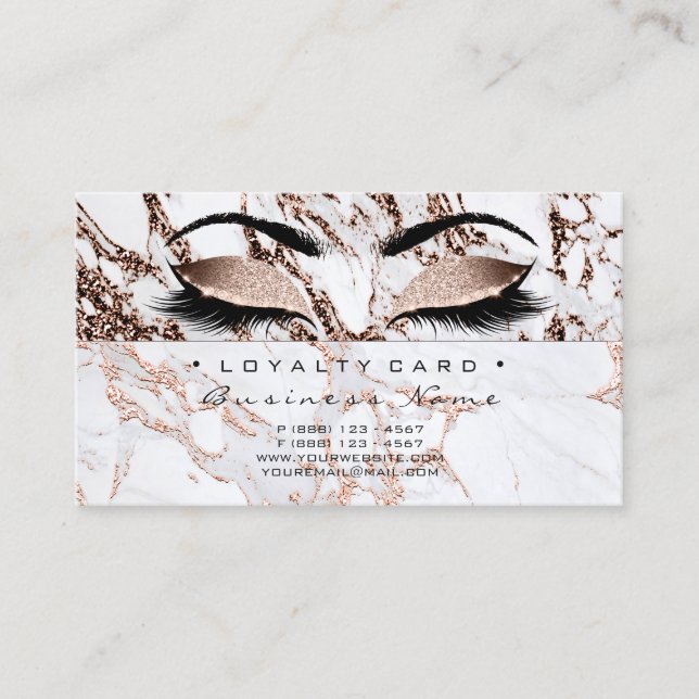 Loyalty Card 6 Beauty Salon Lash Copper Marble (Front)