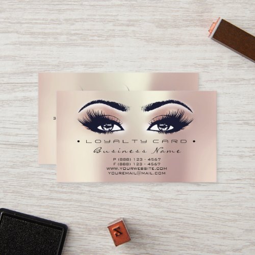 Loyalty Card 6 Beauty Salon Lash Gold Makeup Pearl