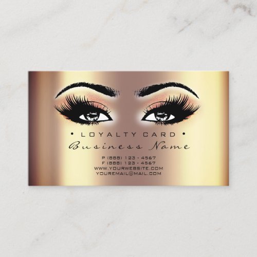 Loyalty Card 6 Beauty Salon Lash Gold Makeup Sepia