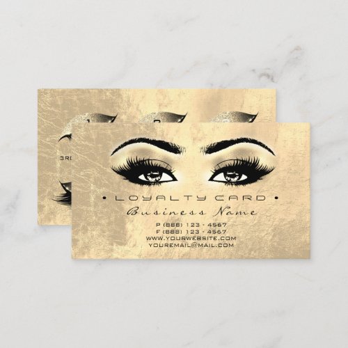 Loyalty Card 6 Beauty Salon Lash Makeup Brown Gold