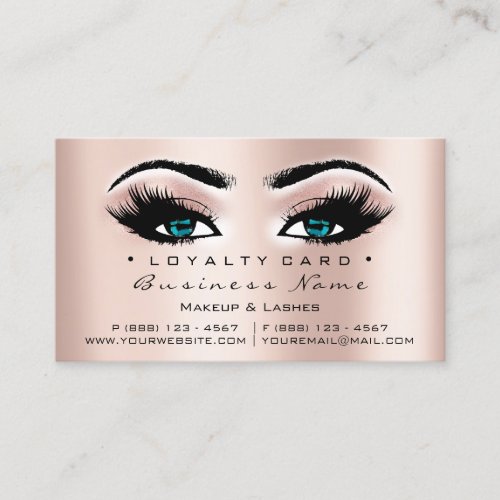 Loyalty Card 6 Beauty Salon Lash Makeup Rose Blue