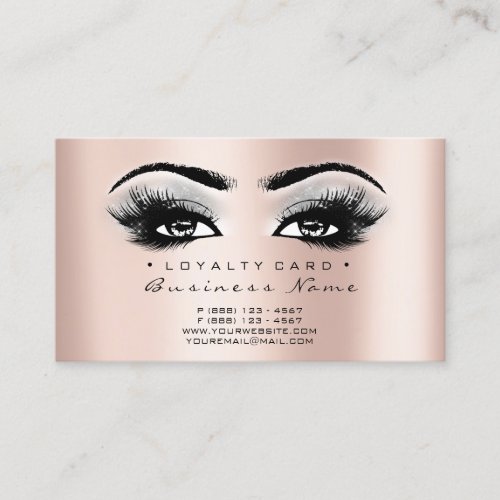 Loyalty Card 6 Beauty Salon Lash Makeup Rose Gray