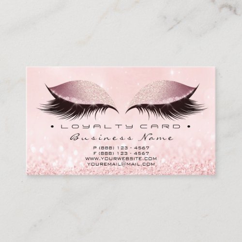 Loyalty Card 6 Beauty Salon Lash Pink Rose Gold