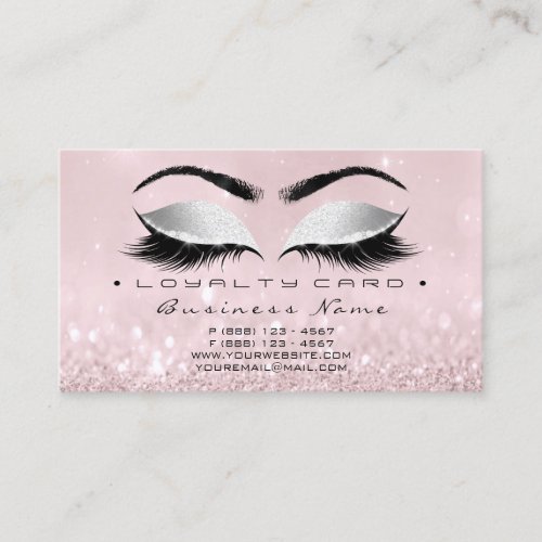 Loyalty Card 6 Beauty Salon Lash Pink Rose Grey