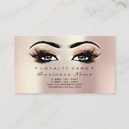 Loyalty Card 6 Beauty Salon Lash Rose Gold Blush