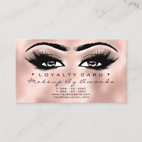 Loyalty Card 6 Beauty Salon Lash Rose Gold Glass