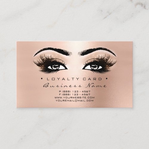 Loyalty Card 6 Beauty Salon Lash Rose Gold Pink