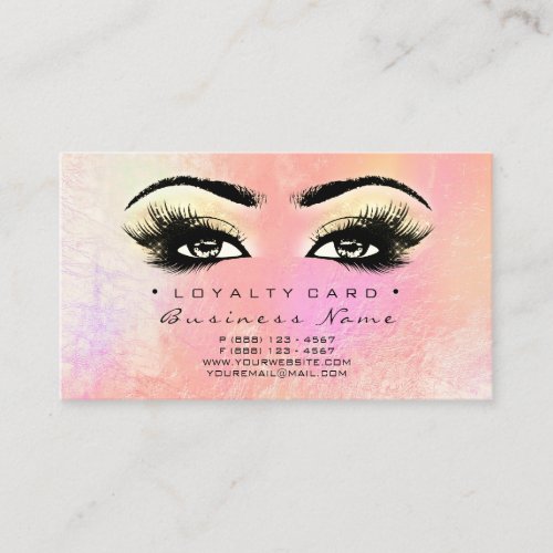 Loyalty Card 6 Beauty Salon Lash Rose Pink Peach