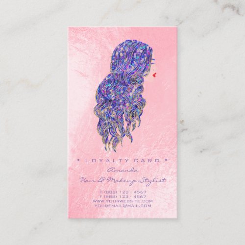 Loyalty Card 6 Beauty Salon Lash Rose Pink Violet