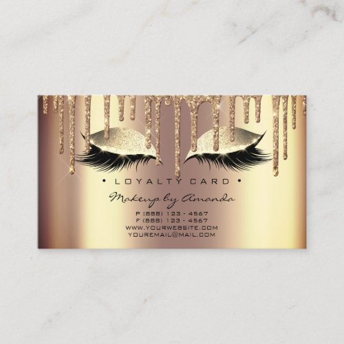 Loyalty Card 6 Beauty Salon Lash Sepia Gold Drips
