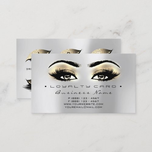 Loyalty Card 6 Beauty Salon Lash Silver Brown Gold