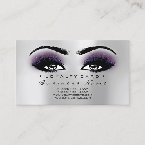 Loyalty Card 6 Beauty Salon Lash Silver Gray Plum