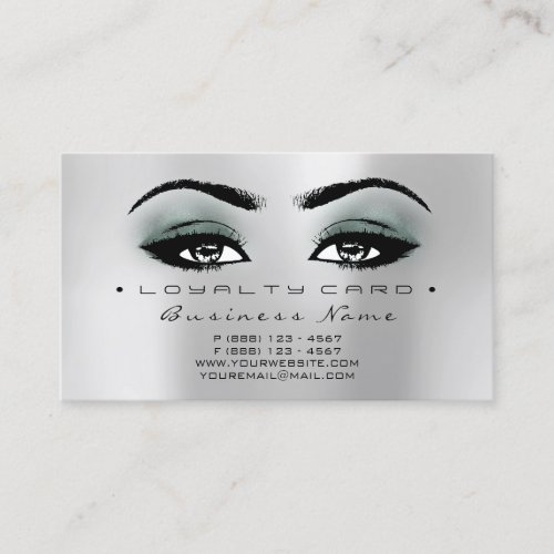 Loyalty Card 6 Beauty Salon Lash Silver Gray Teal