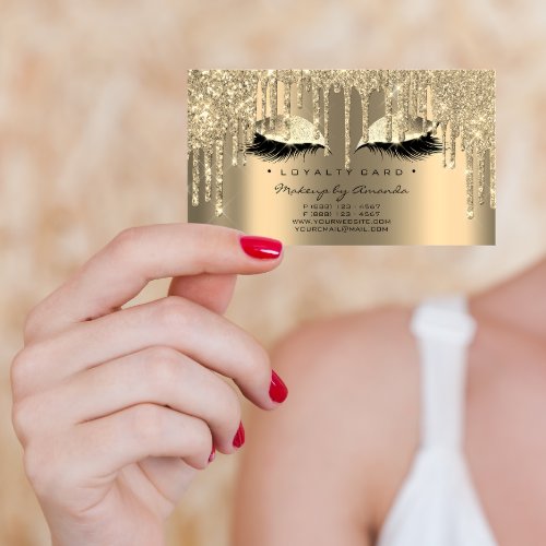 Loyalty Card 6 Beauty Salon Lash Spark Gold Drips