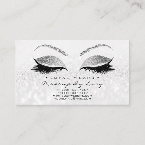 Loyalty Card 6 Beauty Salon Lashes Glitter Grey