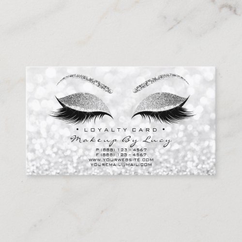 Loyalty Card 6 Beauty Salon Lashes Glitter Grey