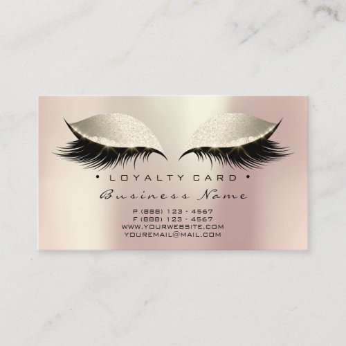 Loyalty Card 6 Beauty Salon Lashes Ivory Pink Eyes