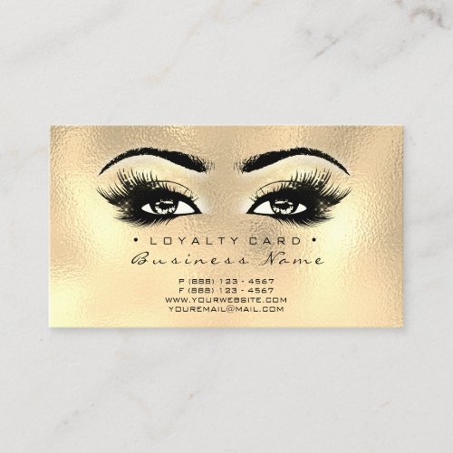 Loyalty Card 6 Beauty Salon Lashes Makeup Gold