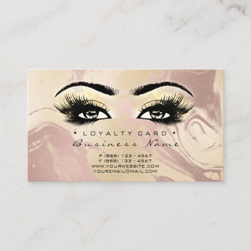 Loyalty Card 6 Beauty Salon Lashes Makeup Marble