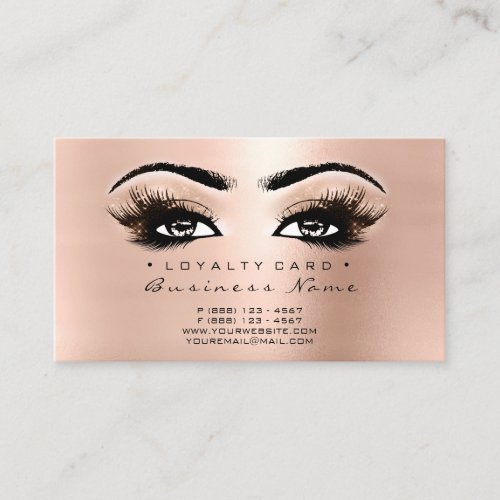 Loyalty Card 6 Beauty Salon Lashes Makeup Rose