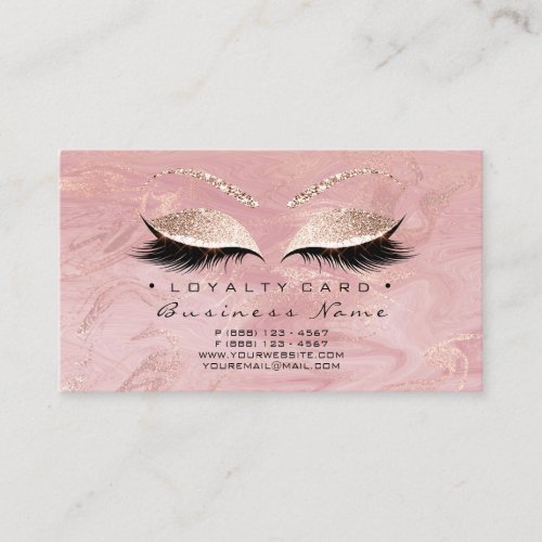 Loyalty Card 6 Beauty Salon Lashes Pink Rose