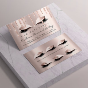Loyalty Card 6 Beauty Salon Lashes Rose Pink Drips