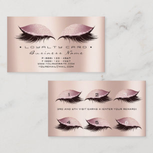Loyalty Card 6 Beauty Salon Lashes Rose SPA Pink