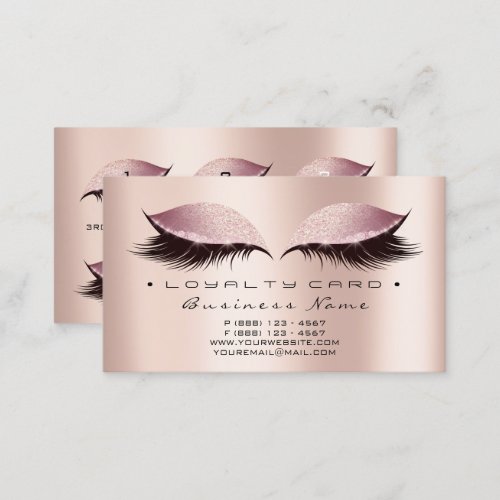 Loyalty Card 6 Beauty Salon Lashes Rose SPA Pink