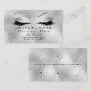 Loyalty Card 6 Beauty Salon Lashes Silver Glitter