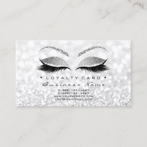 Loyalty Card 6 Beauty Salon Lashes Silver Gray