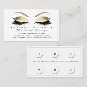 Loyalty Card 6 Beauty Salon Lashes White Gold Blac