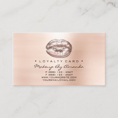 Loyalty Card 6 Beauty Salon Lips Pink Makeup Blush