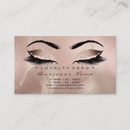 Loyalty Card 6 Lashes Skin Rose Gold Crown Glitter