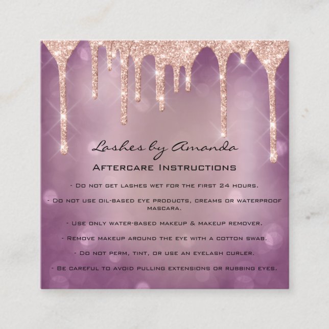 Loyalty Card 6 Punch Aftercare Lash Glitter Rose (Front)