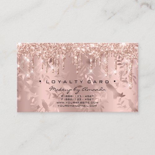 Loyalty Card 6 Punch Floral Glitte Heart Rose Drip