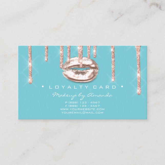 Loyalty Card 6 Punch Makeup Artist Crown Blue Rose (Front)