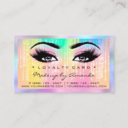 Loyalty Card 6 Punch Makeup Artist Unicorn Rainbow