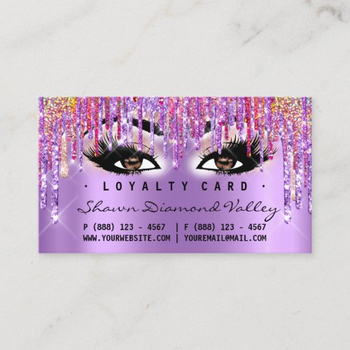 Loyalty Card 6 Punch Makeup Glitter Purple Eyes