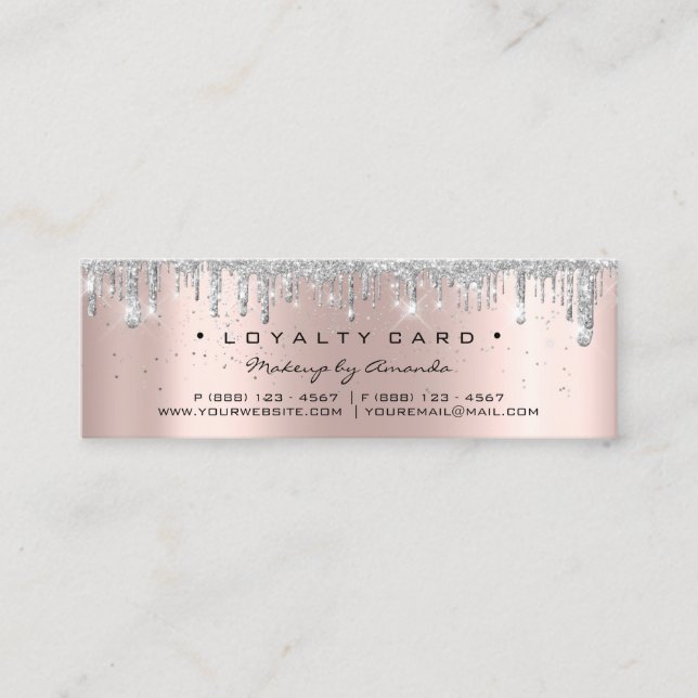 Loyalty Card 6 Punch Makeup Gray Heart Rose Small (Front)