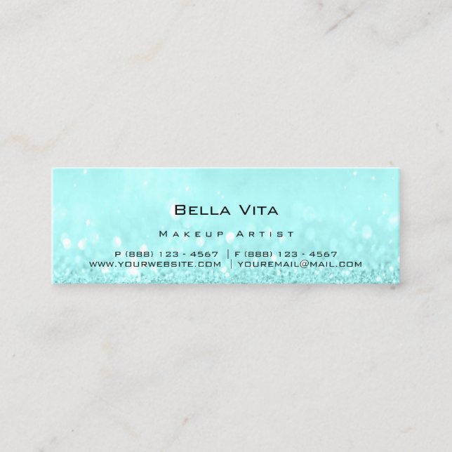 Loyalty Card 6 Punch Makeup Hair  Heart Blue Small (Front)