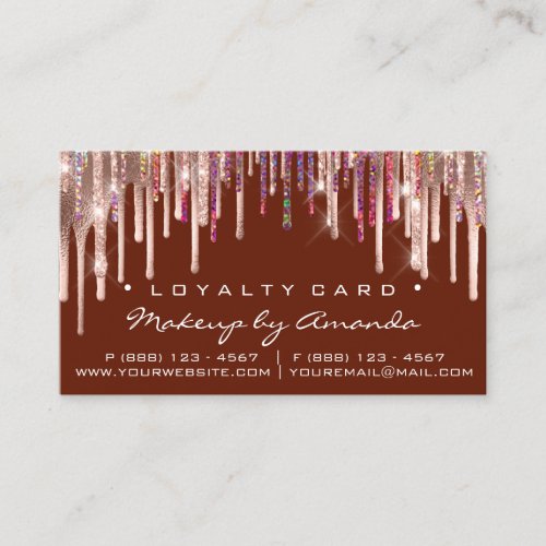 Loyalty Card 6 Punch Makeup Holograph Drip Burgund