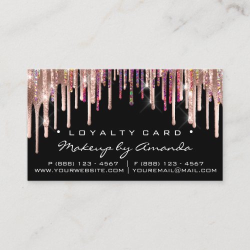 Loyalty Card 6 Punch Makeup Holograph Drips Black