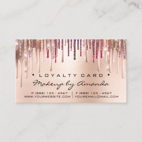 Loyalty Card 6 Punch Makeup Holograph Drips Glitte