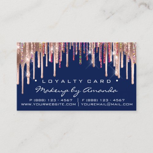 Loyalty Card 6 Punch Makeup Holograph Drips Navy