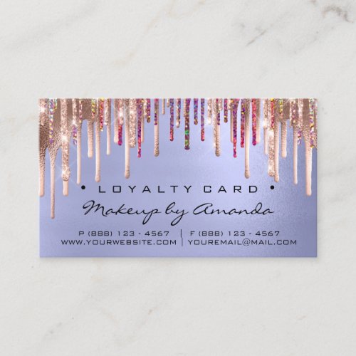 Loyalty Card 6 Punch Makeup Holograph Rose Blue