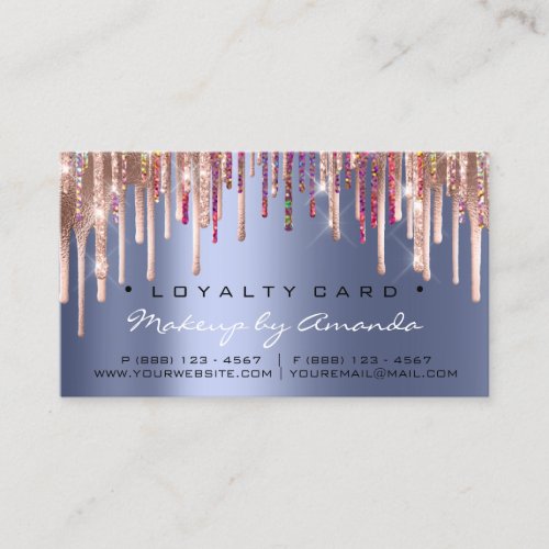 Loyalty Card 6 Punch Makeup Holograph Rose Blue