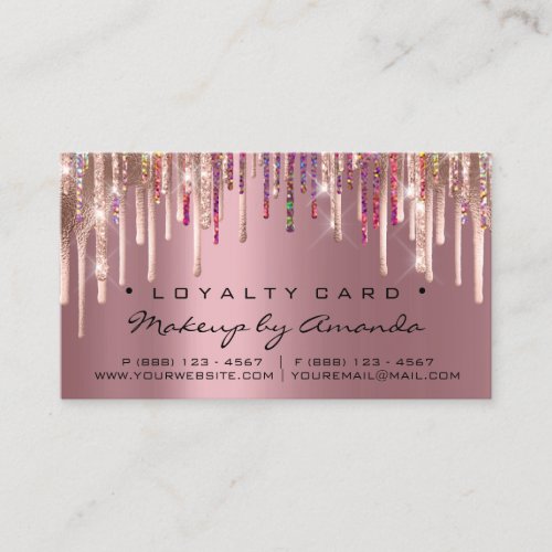 Loyalty Card 6 Punch Makeup Holograph Rose Pink