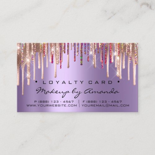 Loyalty Card 6 Punch Makeup Holograph Rose Purple